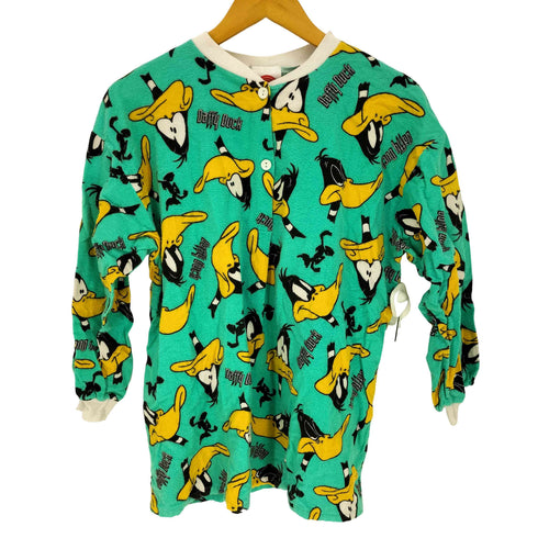 90S ムービー キャラクタープリント 総柄 バンドカラー プルオーバー L/S シャツ レディース
