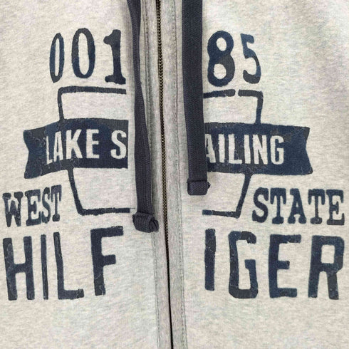 トミーヒルフィガー TOMMY HILFIGER フード裏 サーマル 袖ワッペン フロッキープリント ジップ パーカー メンズ import:XL