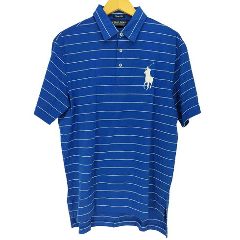 ポロゴルフラルフローレン POLO GOLF RALPH LAUREN VINTAGE LISLE PIMA COTTON ビッグポニー 刺繍 ボーダー ポロシャツ メンズ import:M