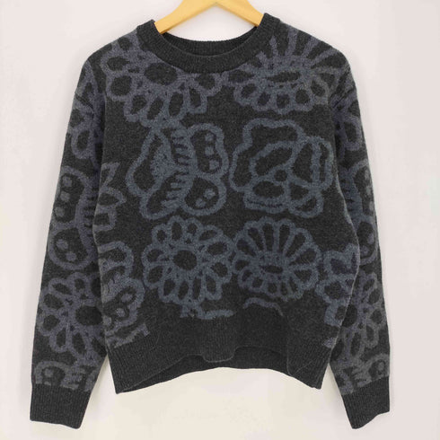 マリメッコ marimekko 花柄ニット ラムクルーネックセーター ラムミニスカート レディース L/L