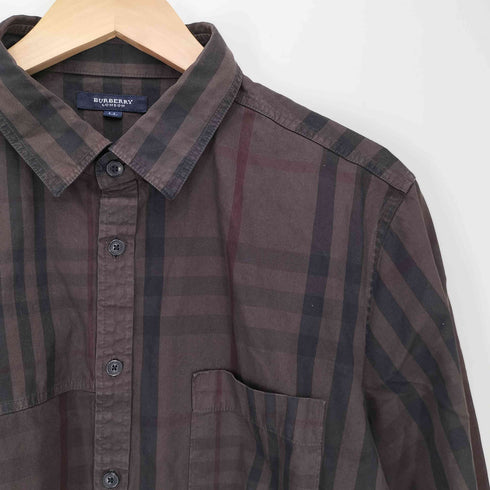 バーバリーロンドン BURBERRY LONDON ノバチェック 後染め レギュラーカラー L/S シャツ メンズ LL