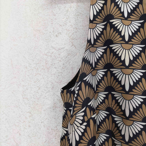 マックスマーラステュディオ MAX MARA STUDIO 扇型 幾何学 シルク100 ノースリーブ ベルト プリーツ ワンピース レディース 44