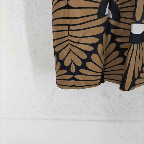 マックスマーラステュディオ MAX MARA STUDIO 扇型 幾何学 シルク100 ノースリーブ ベルト プリーツ ワンピース レディース 44