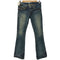 ヒステリックグラマー HYSTERIC GLAMOUR 00S ヒスガール 革パッチ スタッズ 装飾 ダメージ ヴィンテージ 加工 ローライズ フレア デニム パンツ Y2K メンズ JPN:M
