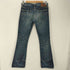 ヒステリックグラマー HYSTERIC GLAMOUR 00S ヒスガール 革パッチ スタッズ 装飾 ダメージ ヴィンテージ 加工 ローライズ フレア デニム パンツ Y2K メンズ JPN:M