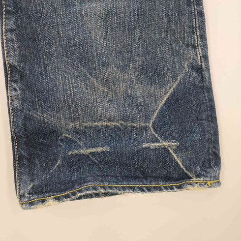 ヒステリックグラマー HYSTERIC GLAMOUR 00S ヒスガール 革パッチ スタッズ 装飾 ダメージ ヴィンテージ 加工 ローライズ フレア デニム パンツ Y2K メンズ JPN:M
