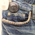 ヒステリックグラマー HYSTERIC GLAMOUR 00S ヒスガール 革パッチ スタッズ 装飾 ダメージ ヴィンテージ 加工 ローライズ フレア デニム パンツ Y2K メンズ JPN:M