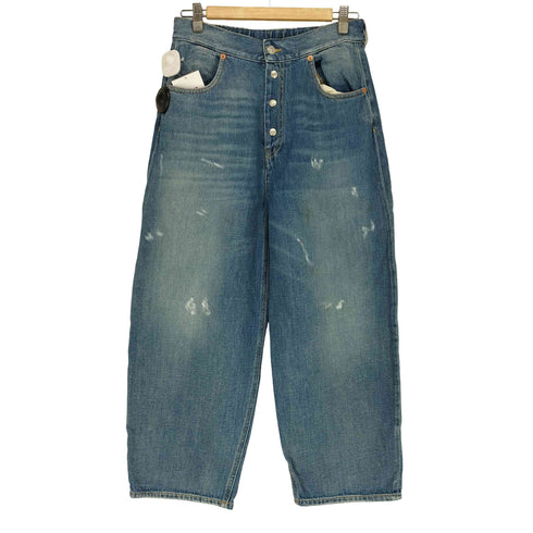 エムエムシックスメゾンマルジェラ MM6 Maison Margiela ペンキ ボタンフライ ワイド デニム パンツ レディース 16Y