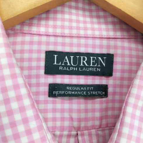 ローレンラルフローレン LAUREN RALPH LAUREN ギンガムチェック レギュラーフィット パフォーマンスステッチ シャツ メンズ import:XL