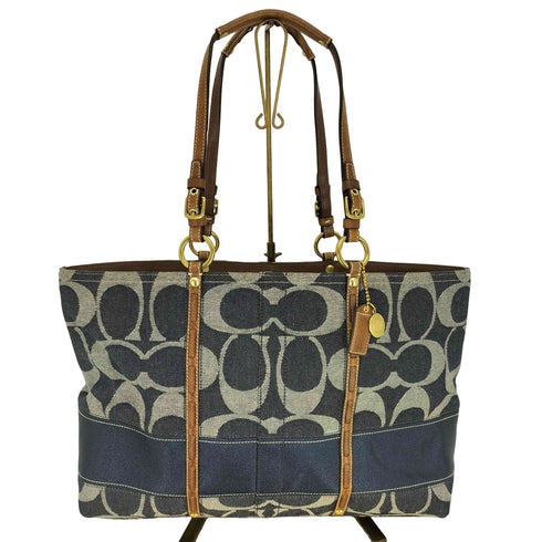 コーチ COACH デニム レザー シグネチャー トートバッグ レディース