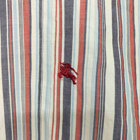 バーバリーブラックレーベル BURBERRY BLACK LABEL ホース刺繍 マルチストライプ 半袖 シャツ メンズ 2