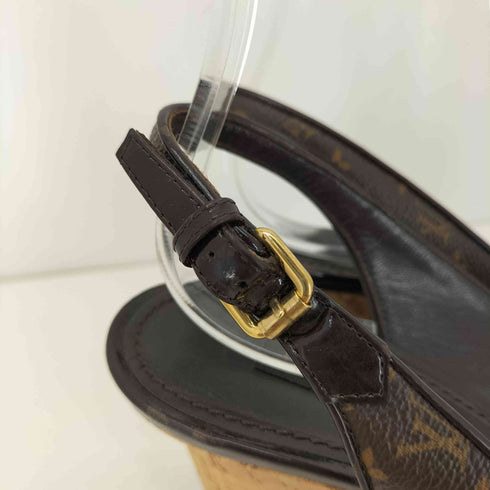ルイヴィトン LOUIS VUITTON リボン モノグラム ウェッジソール バックスリング サンダル レディース 37 1/2