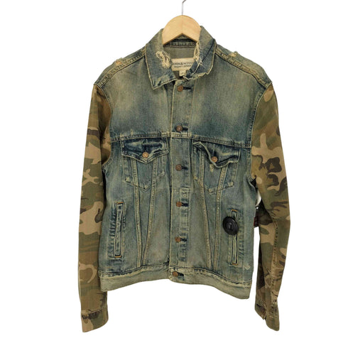 デニムアンドサプライラルフローレン DENIM&SUPPLY RALPH LAUREN USED加工 カモ柄切り替えデニムジャケット メンズ import:M