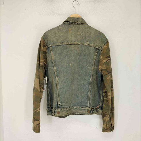 デニムアンドサプライラルフローレン DENIM&SUPPLY RALPH LAUREN USED加工 カモ柄切り替えデニムジャケット メンズ import:M