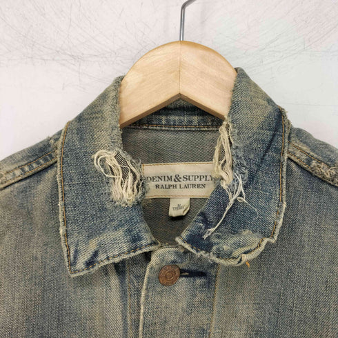 デニムアンドサプライラルフローレン DENIM&SUPPLY RALPH LAUREN USED加工 カモ柄切り替えデニムジャケット メンズ import:M