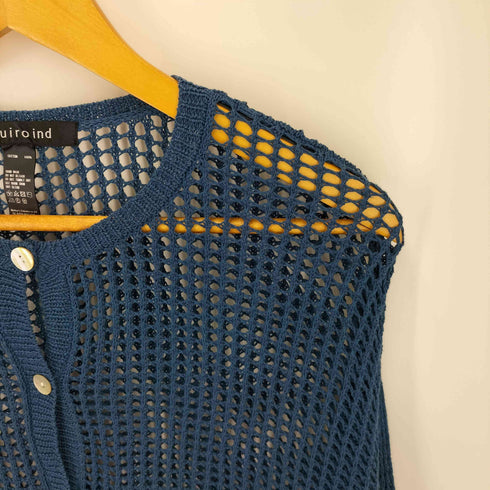ミズイロインド mizuiro ind メッシュ クルーネック カーディガン レディース