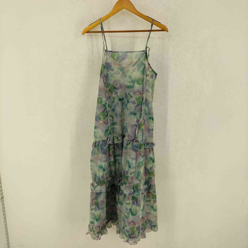 ダブルクローゼット w closet 水彩 総柄 ティアード キャミソールワンピース レディース