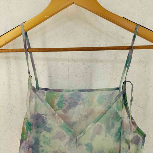 ダブルクローゼット w closet 水彩 総柄 ティアード キャミソールワンピース レディース