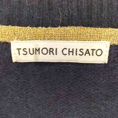 ツモリチサト TSUMORI CHISATO ビーズ デザイン ツートンカラー ナイロン アンゴラ クルーネック ニット レディース JPN:2