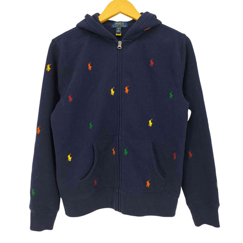 ポロラルフローレン POLO RALPH LAUREN 現行タグ マルチカラー ポニー刺繍 ジップアップパーカー レディース L(14-16)