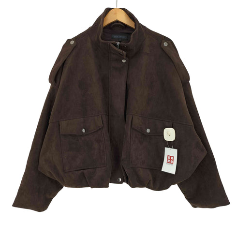 ザラ ZARA 26ss FAUX SUEDE JACKET フェイクスエードストラップジャケット レディース import:L