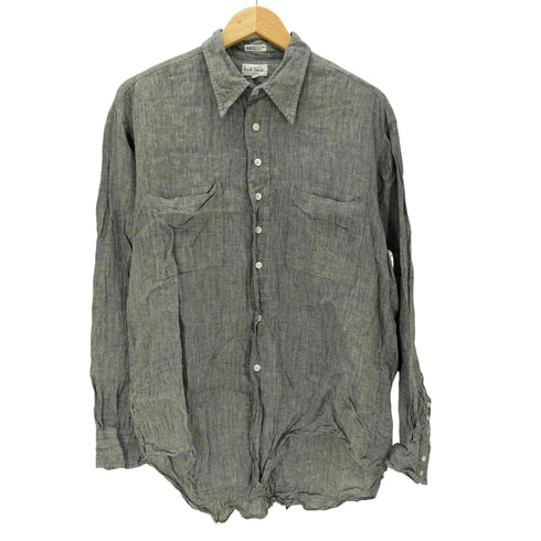 ポールスミスロンドン Paul Smith LONDON MADE IN ITALY イタリア製 リネン 100% カスリ 両ポケ 長袖 シャツ メンズ import:L
