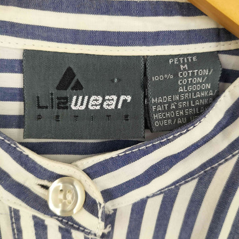 リズウェア LIZ wear 00s ストライプ バンドカラー 長袖シャツ レディース M