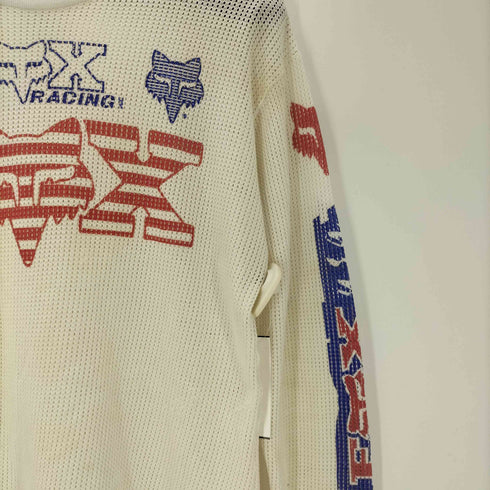 フォックスレーシング FOX RACING 90s USA製 メッシュ ロンT レーシング プリント 長袖 カットソー メンズ import:M