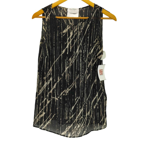 マックスマーラ MAX MARA イタリア製 SILK シルク100% 総柄 ノースリーブブラウス レディース 36