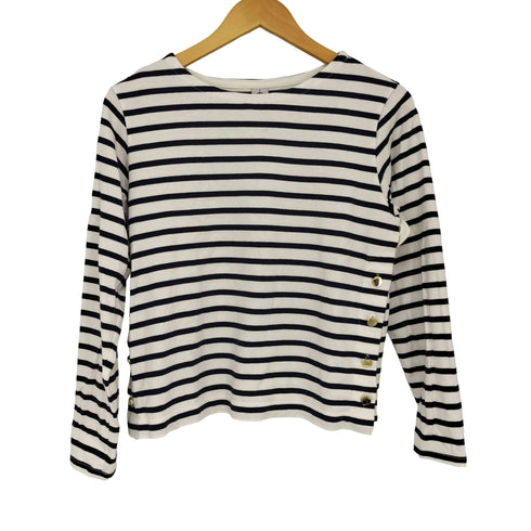 プチバトー PETIT BATEAU ボートネック サイドボタン バスクシャツ レディース import:S
