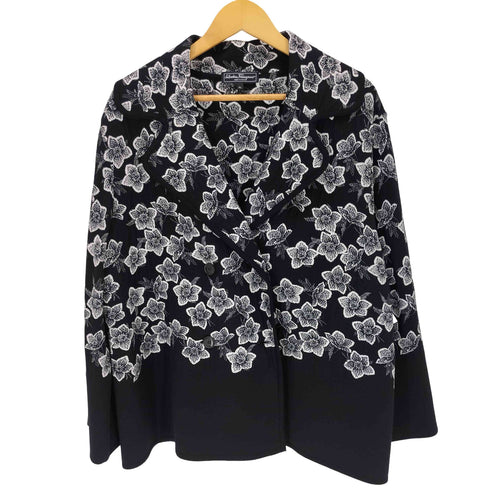サルヴァトーレフェラガモ Salvatore Ferragamo イタリア製 フラワープリント オープンカラー カーディガン レディース import:XL