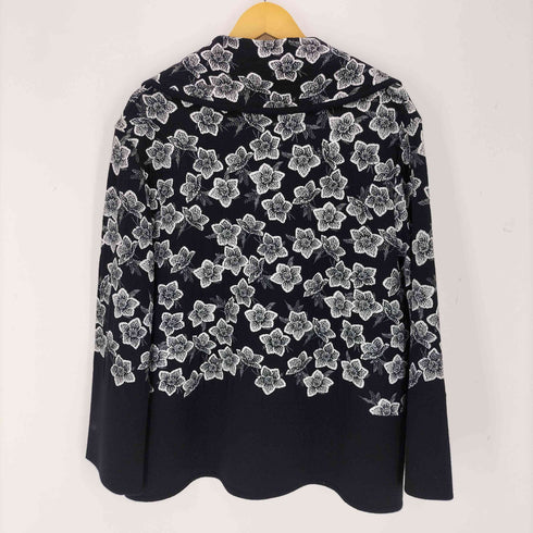 サルヴァトーレフェラガモ Salvatore Ferragamo イタリア製 フラワープリント オープンカラー カーディガン レディース import:XL