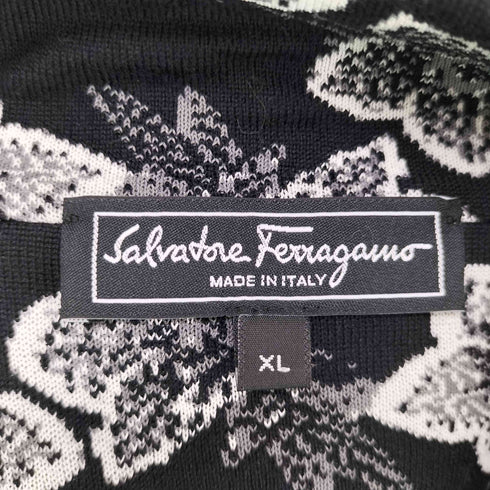 サルヴァトーレフェラガモ Salvatore Ferragamo イタリア製 フラワープリント オープンカラー カーディガン レディース import:XL