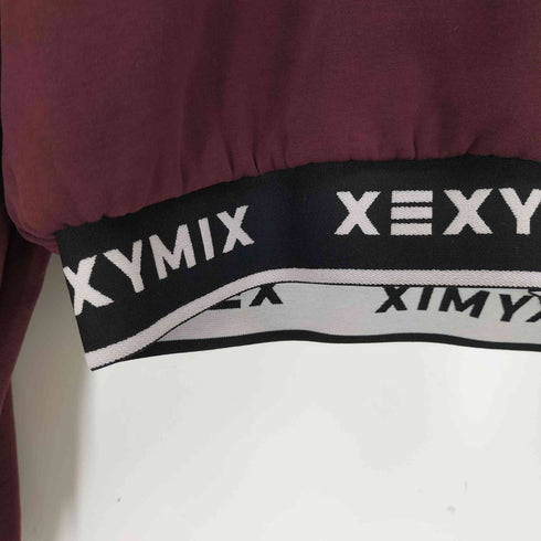 XEXYMIX ゼクシィミックス 裏起毛 ロゴバンド ハーフジップ ハイネックトレーナー レディース L