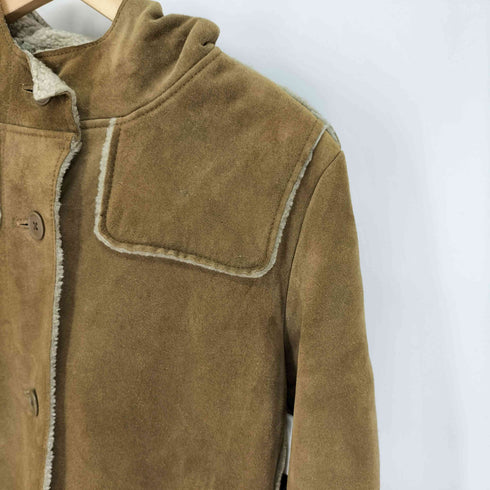ギャップ Gap 紺タグ カーフスエード 裏地ボア ムートンコート レディース import:M