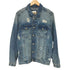 ザラ ZARA ダメージ加工バックプリントデニムジャケット メンズ import:L