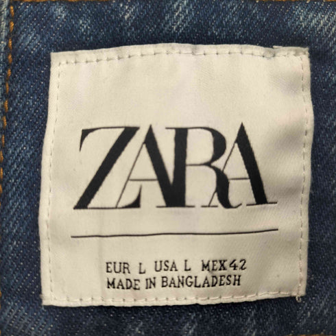 ザラ ZARA ダメージ加工バックプリントデニムジャケット メンズ import:L