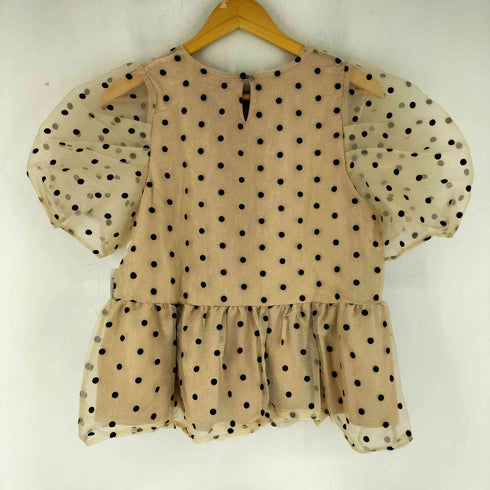 ドゥーザルーム Deux Amour ドットシアーパフスリーブペプラムトップス レディース M-L