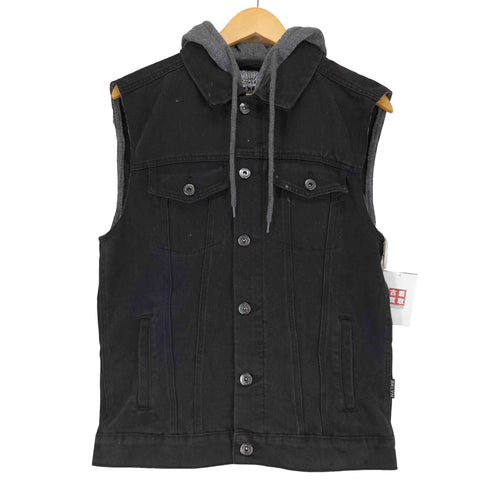 Brooklyn cloth フード付きブラックデニムベスト メンズ JPN:S