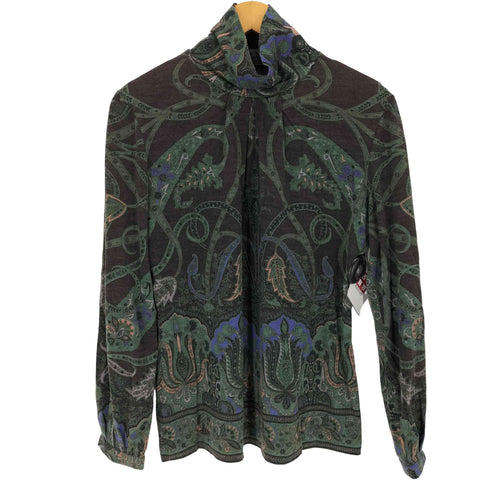 エトロ ETRO イタリア製 ペイズリー柄 ハイネック長袖カットソー レディース