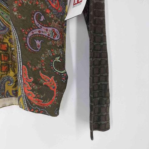 エトロ ETRO イタリア製 ペイズリー柄 カシミヤ混シルク ハイネック長袖カットソー レディース