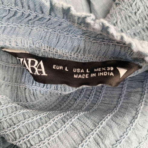 ザラ ZARA レーヨンポリ 長袖 スモッキングブラウス レディース L