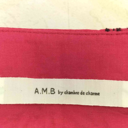 A.M.B コットン ボタニカル柄 刺繍 ノースリーブ ブラウス レディース FREE