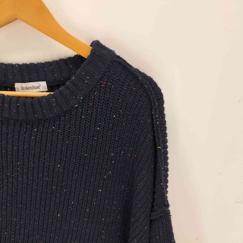 BrokenBase ブロークンベース ドローコードカラーネップインサイドアウトニット メンズ l
