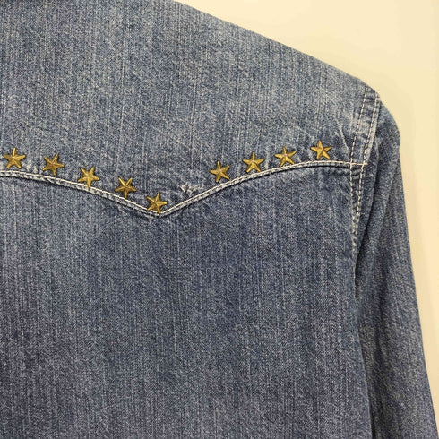 SANFORD ロゴ刺繍 スタースタッズ ダブルフラップポケット デニムシャツ メンズ JPN:L
