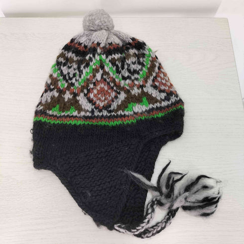 ジュンヤワタナベコムデギャルソンマン JUNYA WATANABE COMME des GARCONS MAN 22AW ジャガード織 ボンボン付 耳当て ニット キャップ ビーニー メンズ