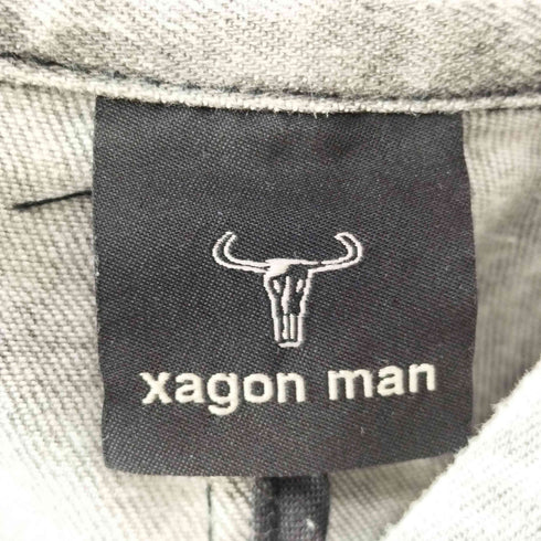 xagon man イタリア製 CHIMERA メッセージ グラフィックプリント ダメージ加工 デニムライダーズジャケット y2k メンズ import:L