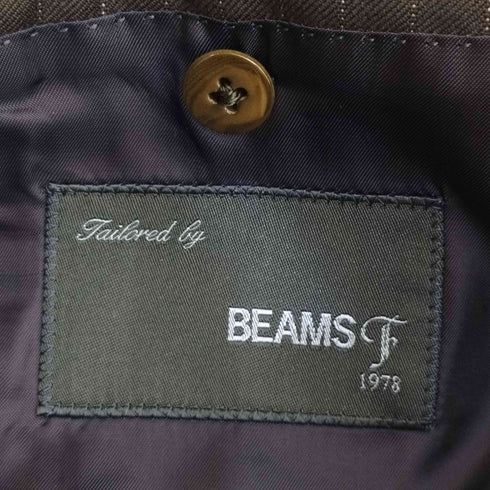 ビームスエフ BEAMS F ウール ストライプ 段返り襟 3B テーラードジャケット 1タック スラックス スーツ セットアップ メンズ 95