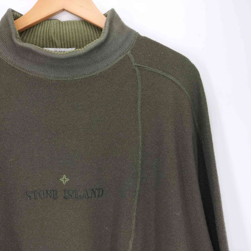 ストーンアイランド STONE ISLAND 80s MASSIMO OSTI マッシモオスティ 本人期 ロゴ刺繍 モックネック ニット ジャンパー archive メンズ import:L