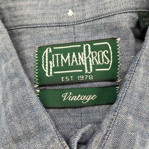 ギットマンブラザーズヴィンテージ GITMAN BROS VINTAGE USA製 ヘリンボーン ボタンダウン ポケット長袖シャツ メンズ L